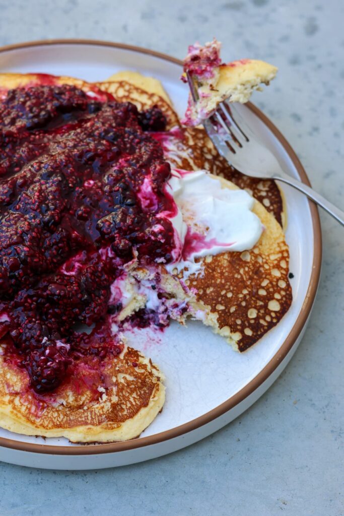 blackberry lemon protein pancakes