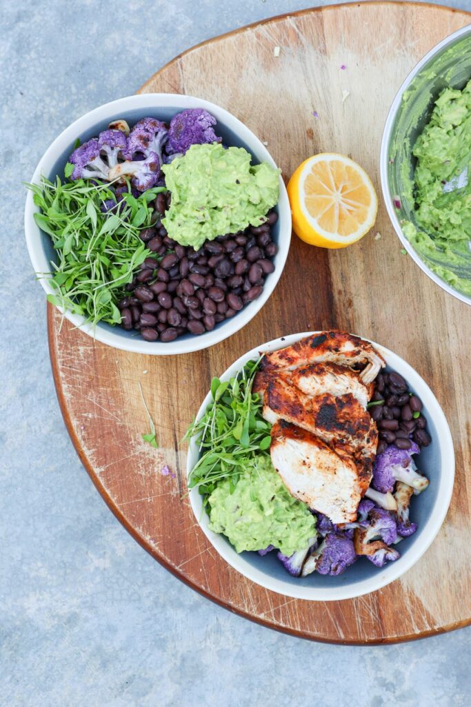 microgreens protein and veggies bowl