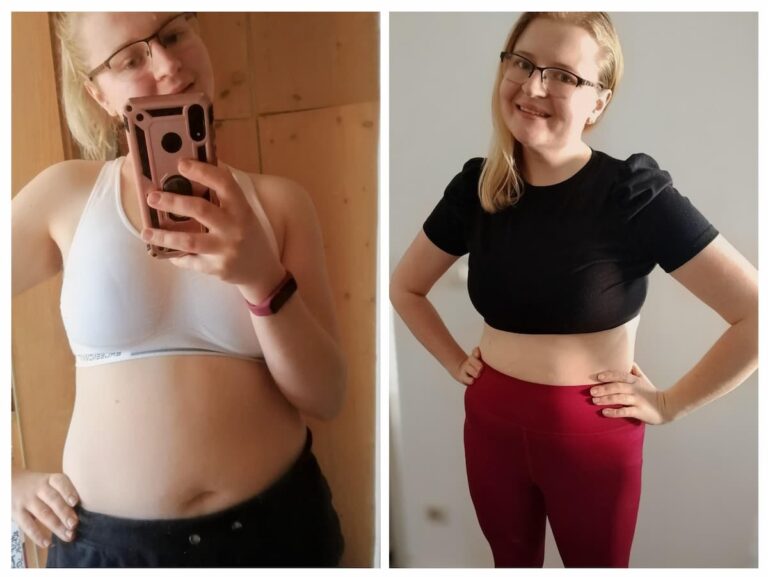 woman's weight loss before and after result