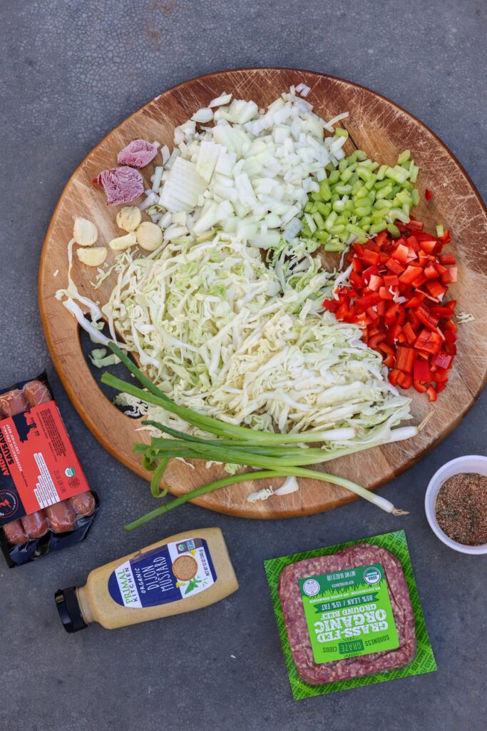 cajun dirty cabbage recipe with ground beef ingredients