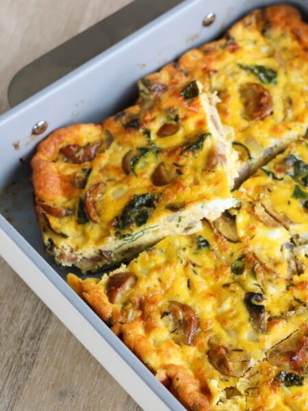 cottage cheese egg bake recipe in a baking dish