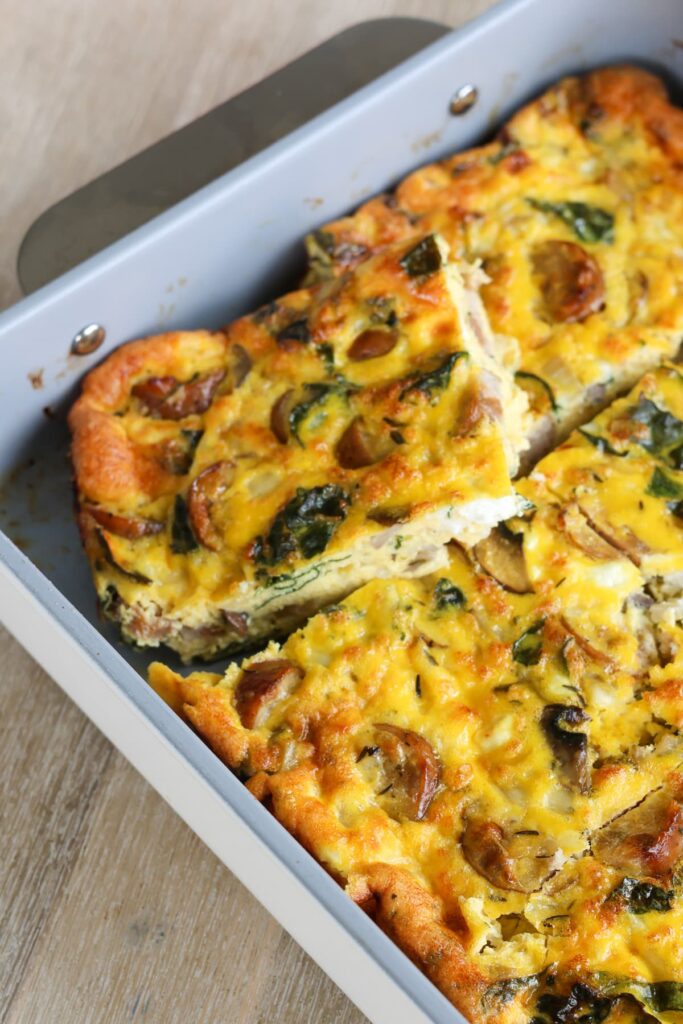cottage cheese egg bake recipe in a baking dish