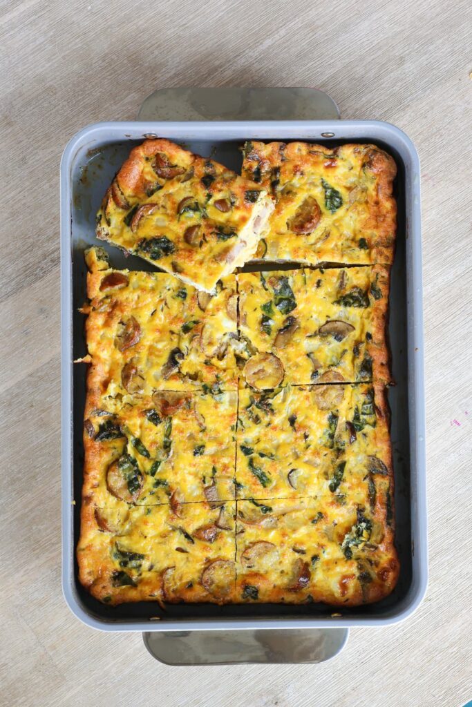 cottage cheese egg bake recipe in a baking dish