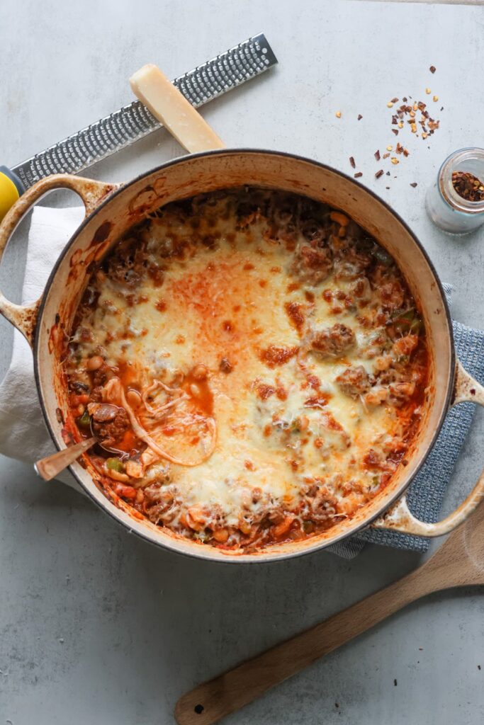 pizza beans high protein in a pot